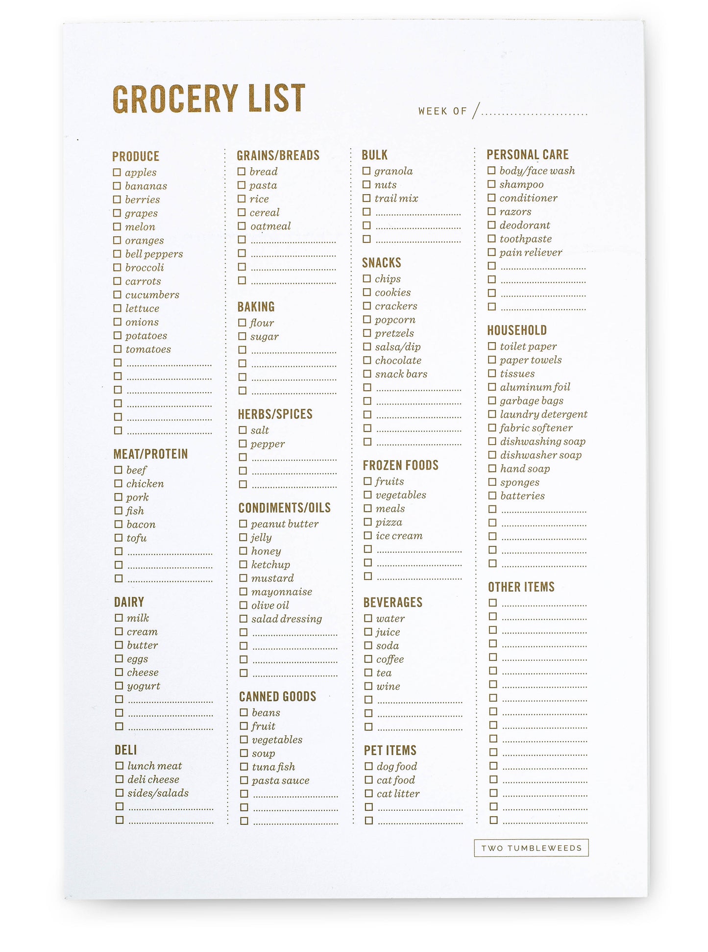 Grocery List Notepad