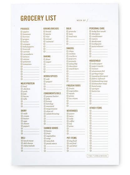 Grocery List Notepad